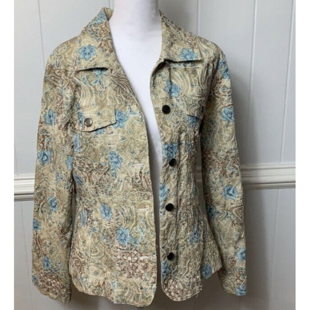 Analogy Size L Lightweight Spring Summer Pastel Floral Jacket Y2K 2000s Vintage
